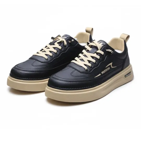 Warrior Black & Beige Sneakers – Dual-Tone Comfort Edition